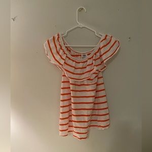 Old Navy orange and white striped off the shoulder top🧡🤍